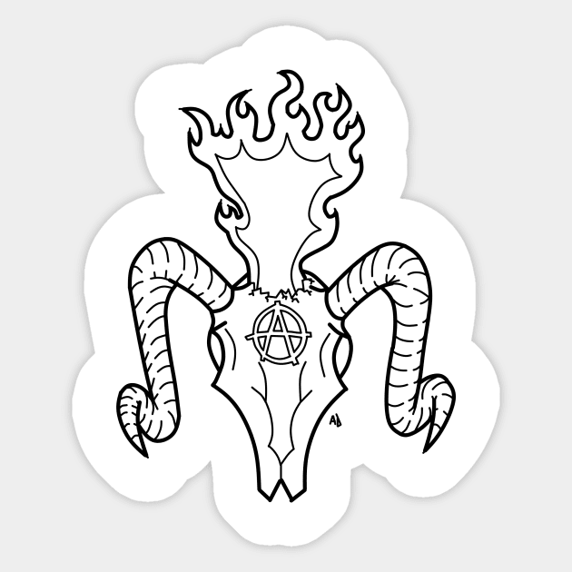 Blazing Anarchist Ram Skull (Light Colors) Sticker by Shinigamineko77